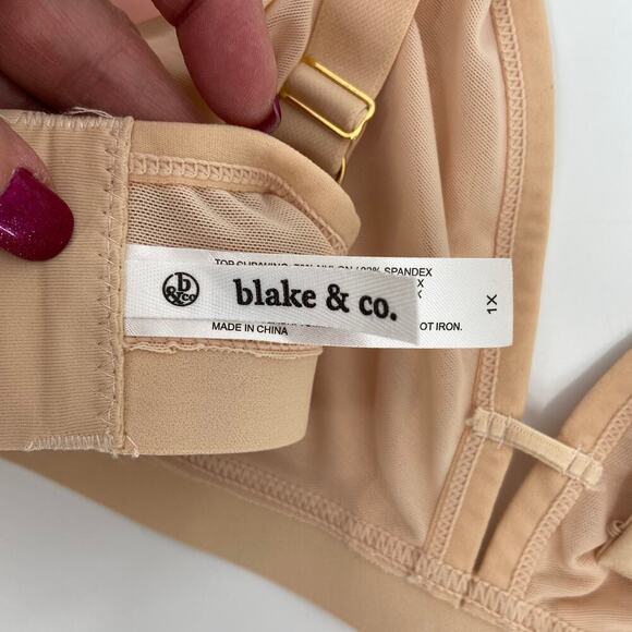 Blake & Co. Bralette Size 1X Beige Unlined Wire Free Mesh Insert Comfort - Picture 7 of 9